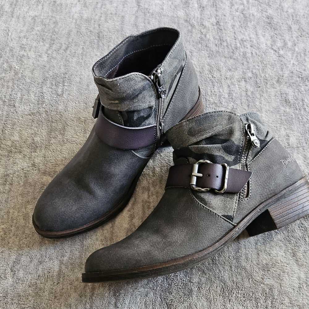 Blowfish Malibu Viten Ankle Boots Gray Camouflage Size 8